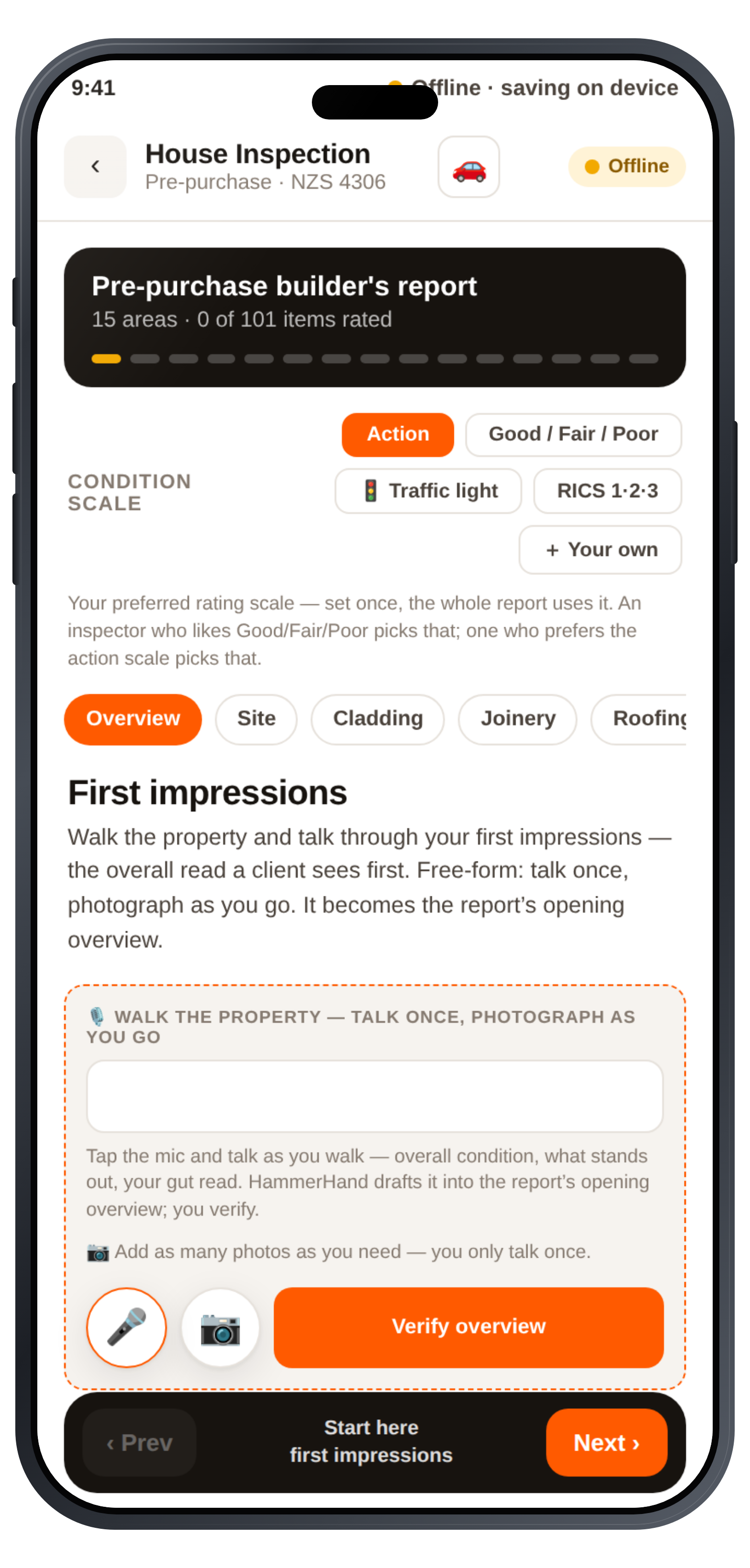 HammerHand on site: walk the property, talk once and photograph as you go